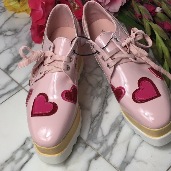 Sneakers Platforms Oxfords Heart Baby NWT - Picture 2 of 7